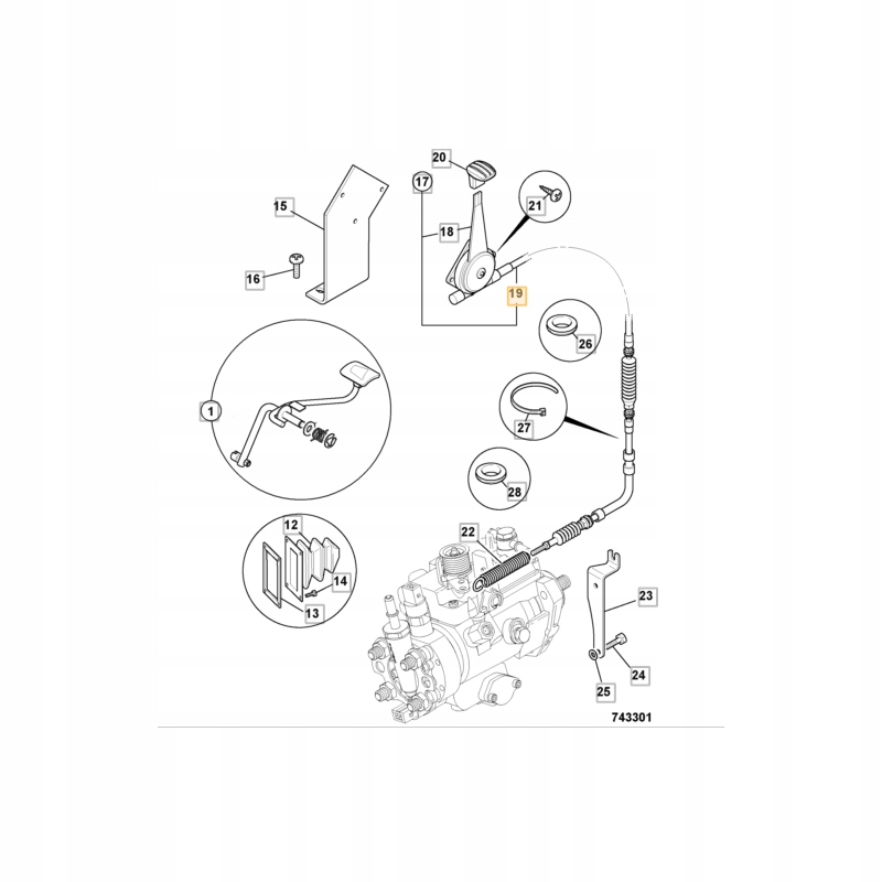 Cable Acelerador Mano Jcb